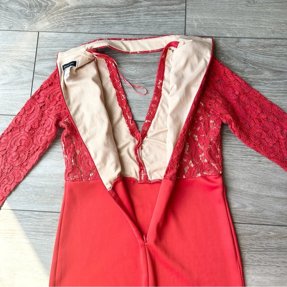 Another Story Red  Lace Choker Neck Evening Dress - Picture 13 of 16